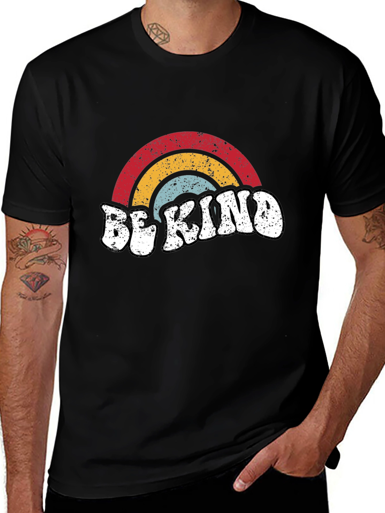 Be Kind Retro Rainbow Graphic Tee