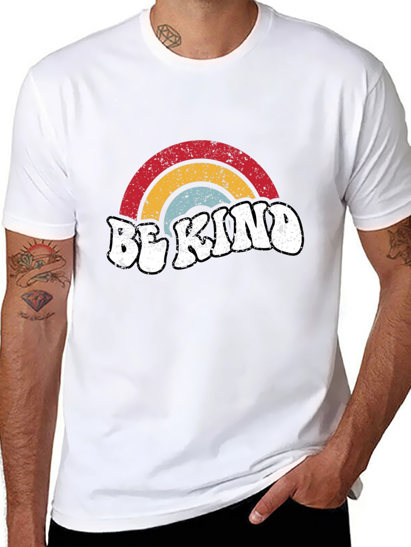 Be Kind Retro Rainbow Graphic Tee