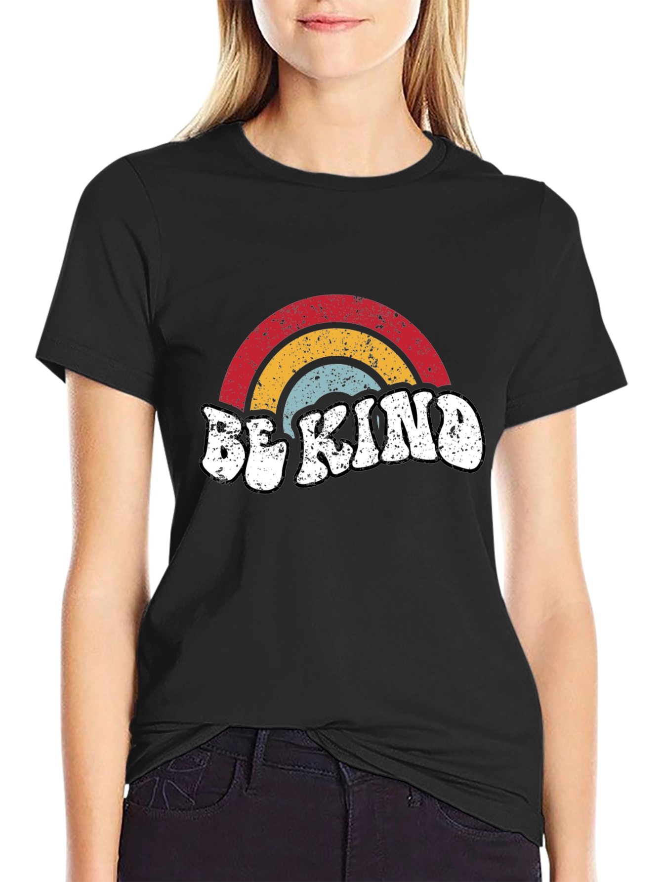 Be Kind Retro Rainbow Graphic Tee