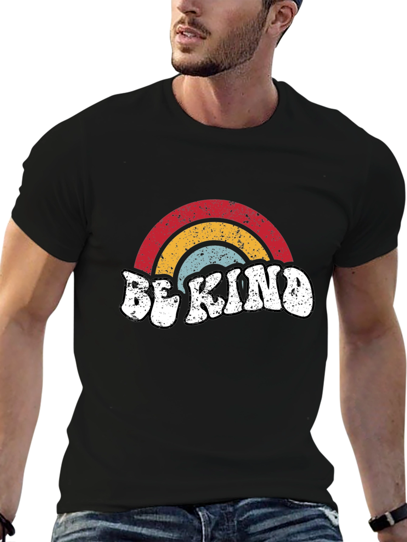 Be Kind Retro Rainbow Graphic Tee