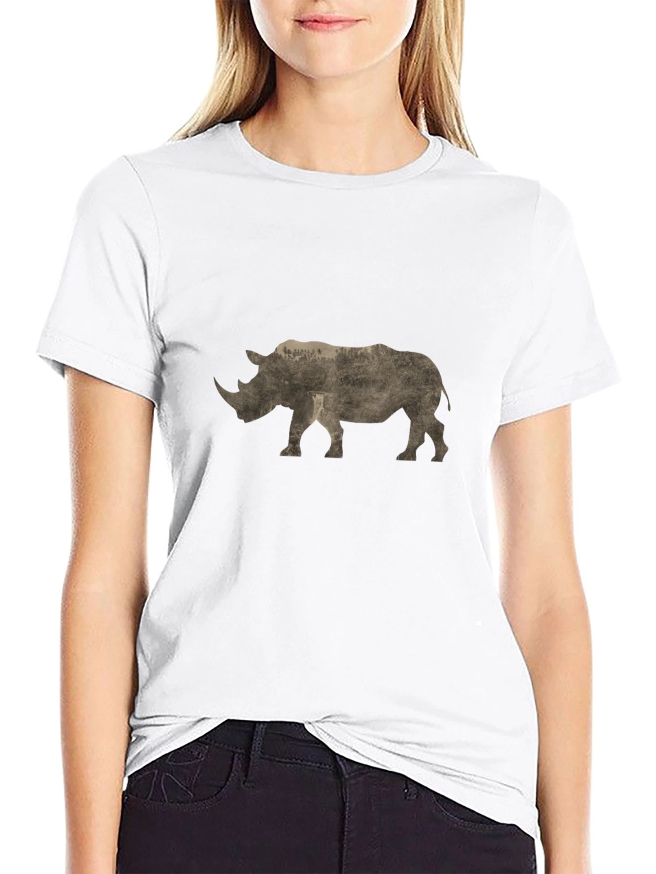 Cool Rhino Graphic Print Black T-Shirt
