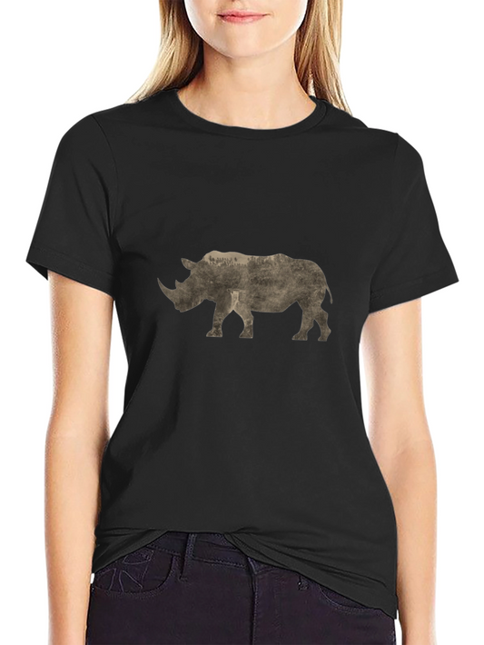Cool Rhino Graphic Print Black T-Shirt
