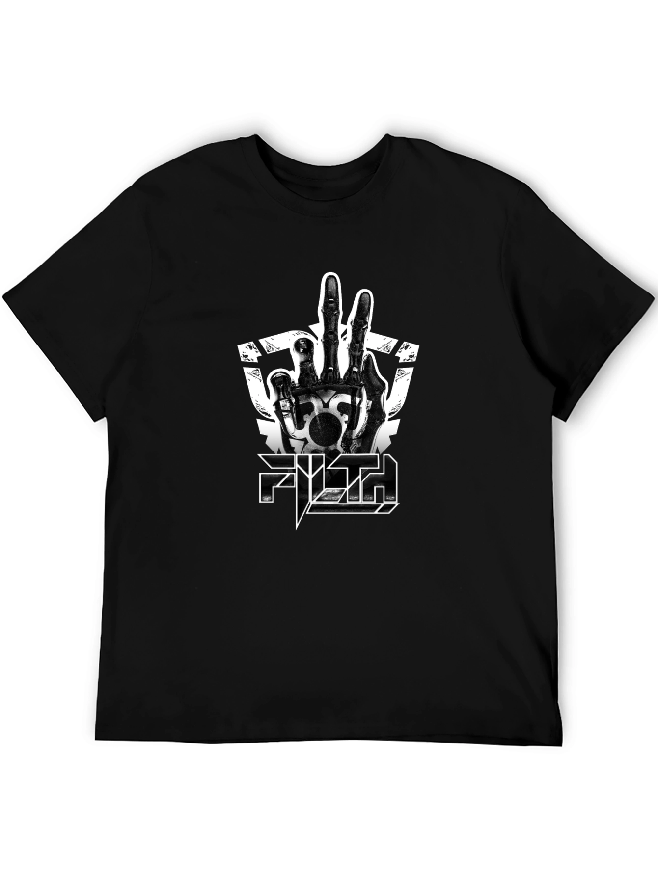 Filth Skeleton Hand Graphic Print Black T-Shirt