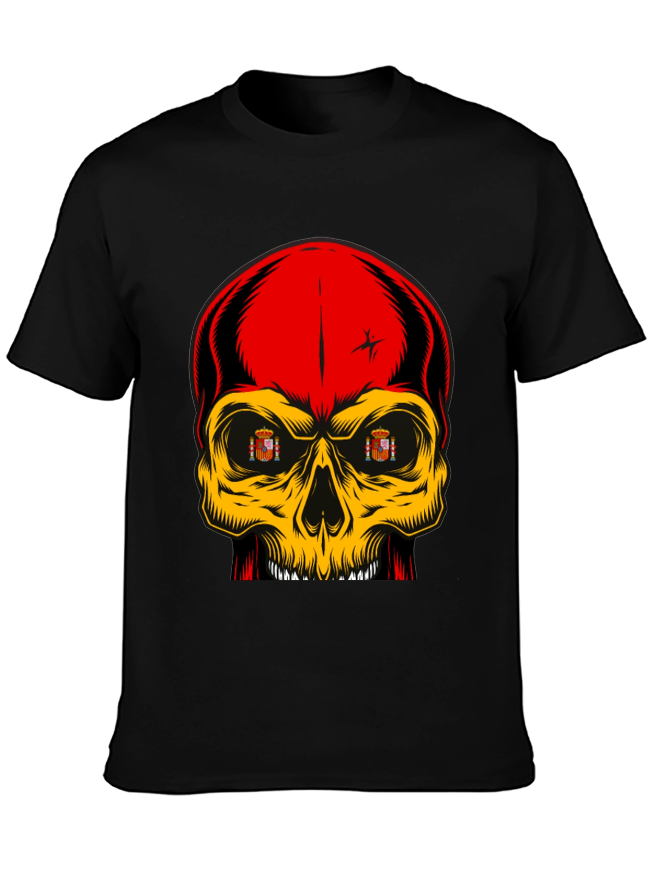 Spanish Flag Skull Graphic T-Shirt