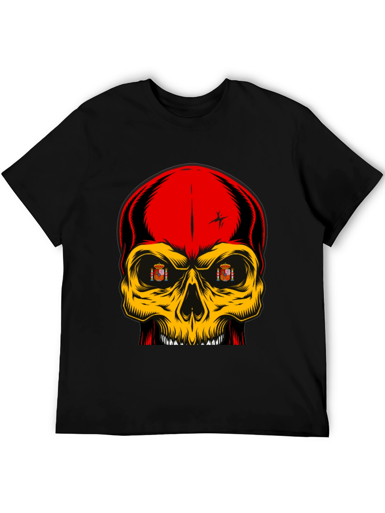 Spanish Flag Skull Graphic T-Shirt