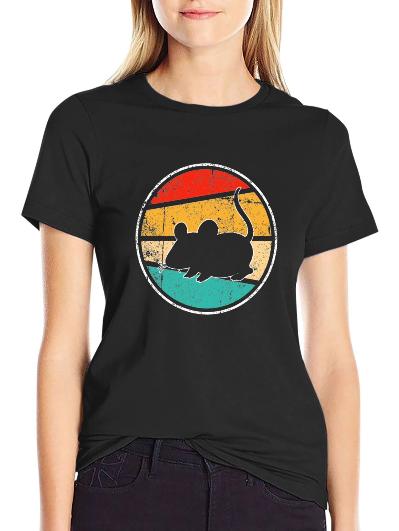 Retro Mouse Graphic Tee - Black