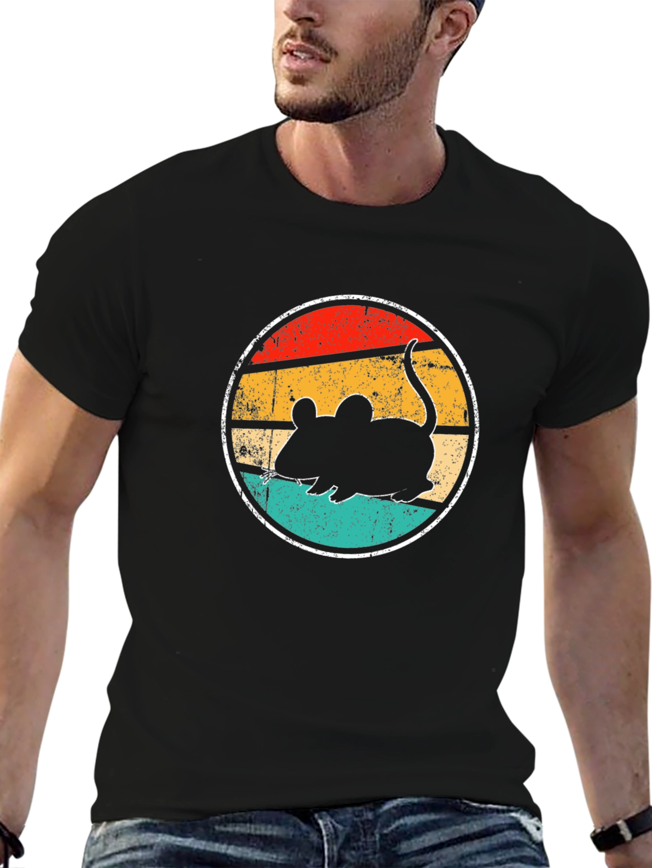 Retro Mouse Graphic Tee - Black