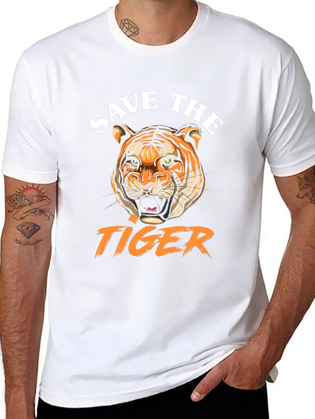Save the Tiger Graphic Tee - Black Cotton T-Shirt