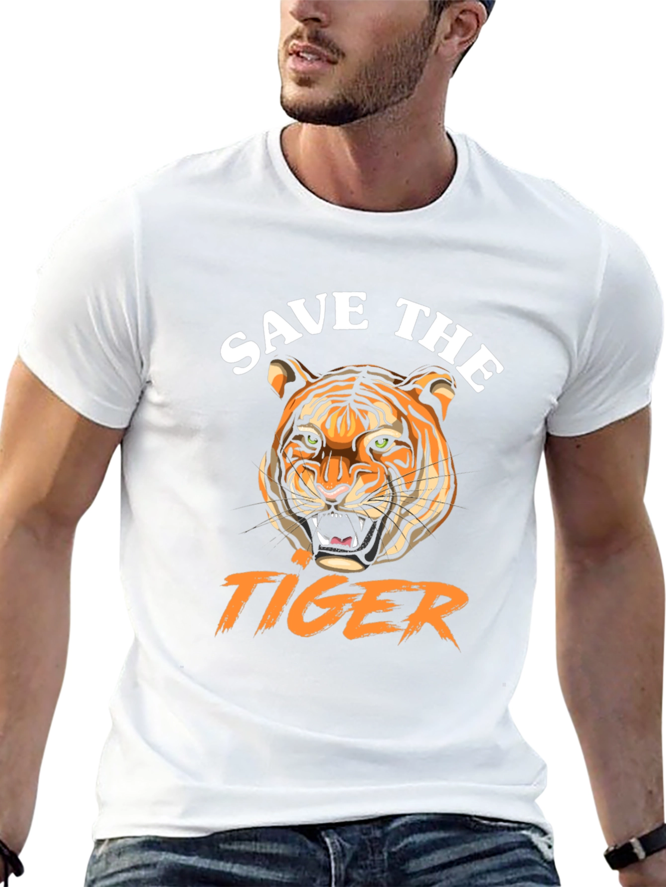 Save the Tiger Graphic Tee - Black Cotton T-Shirt