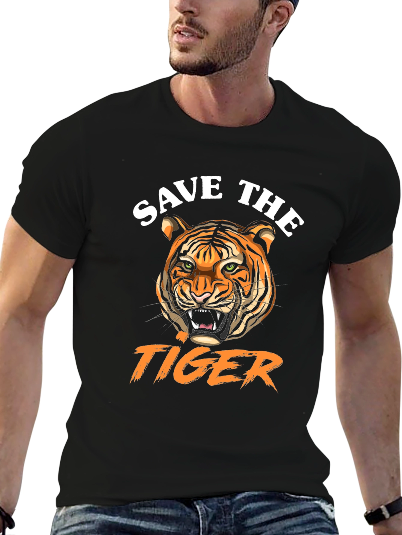 Save the Tiger Graphic Tee - Black Cotton T-Shirt