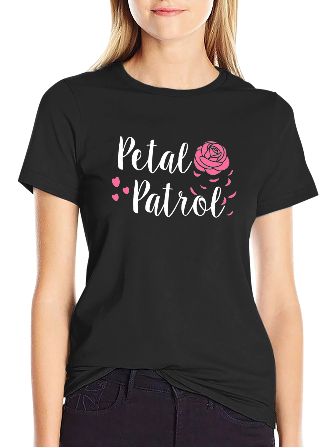 Petal Patrol Crewneck T-Shirt - Black