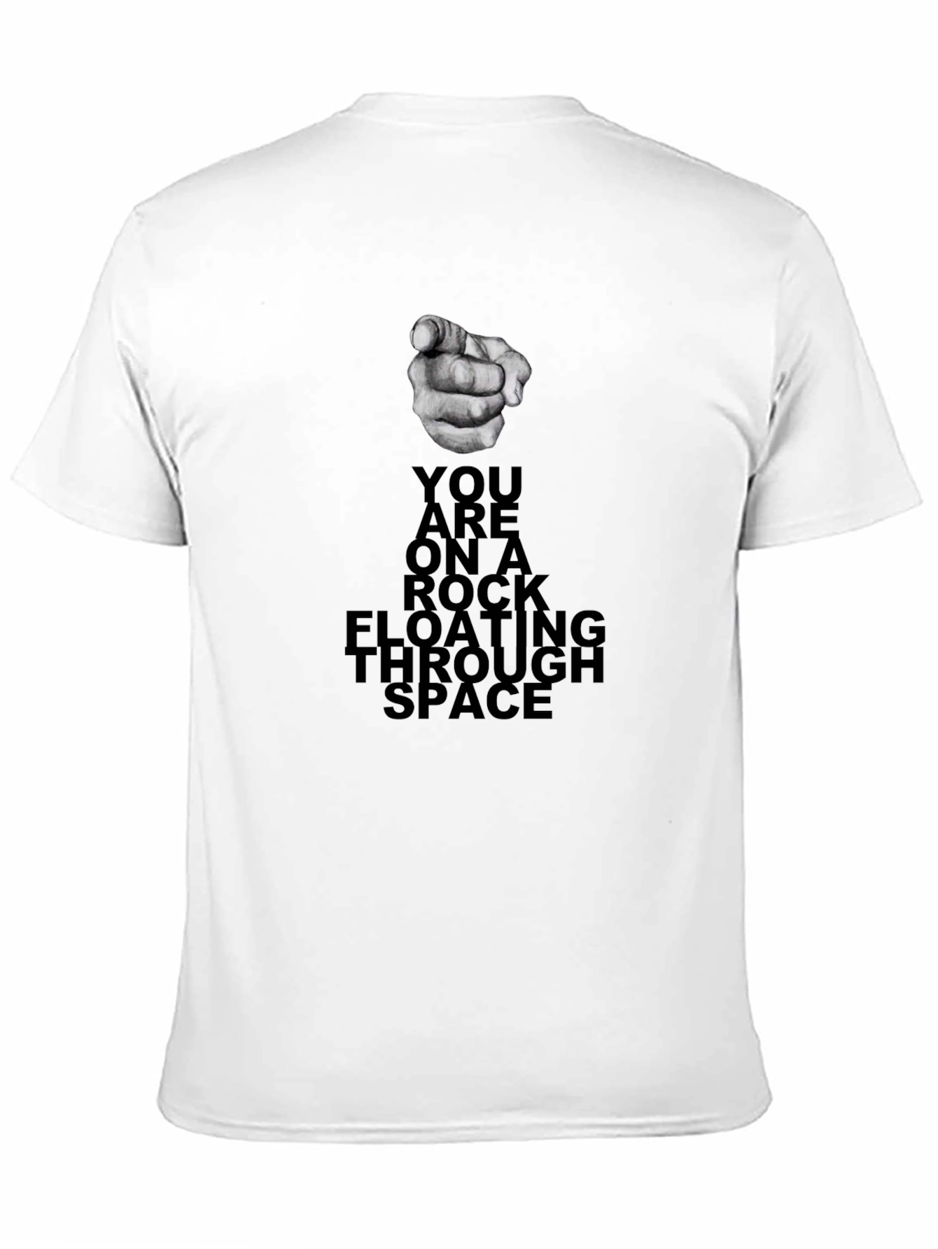 Rock Floating Through Space Black Graphic Tee