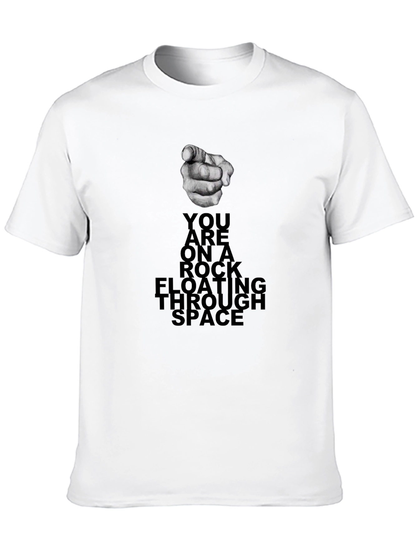Rock Floating Through Space Black Graphic Tee