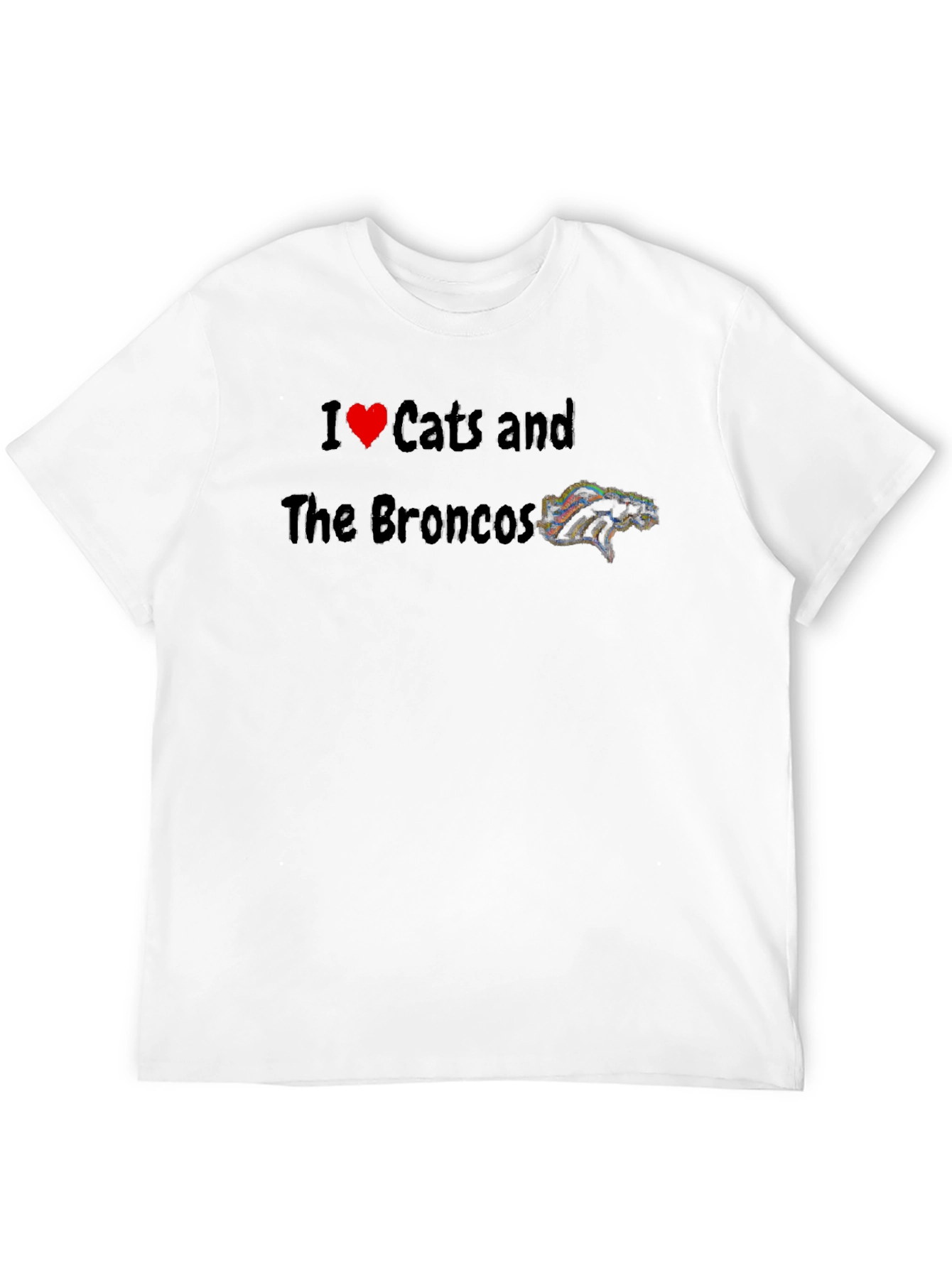 I Love Cats and The Broncos Black T-Shirt