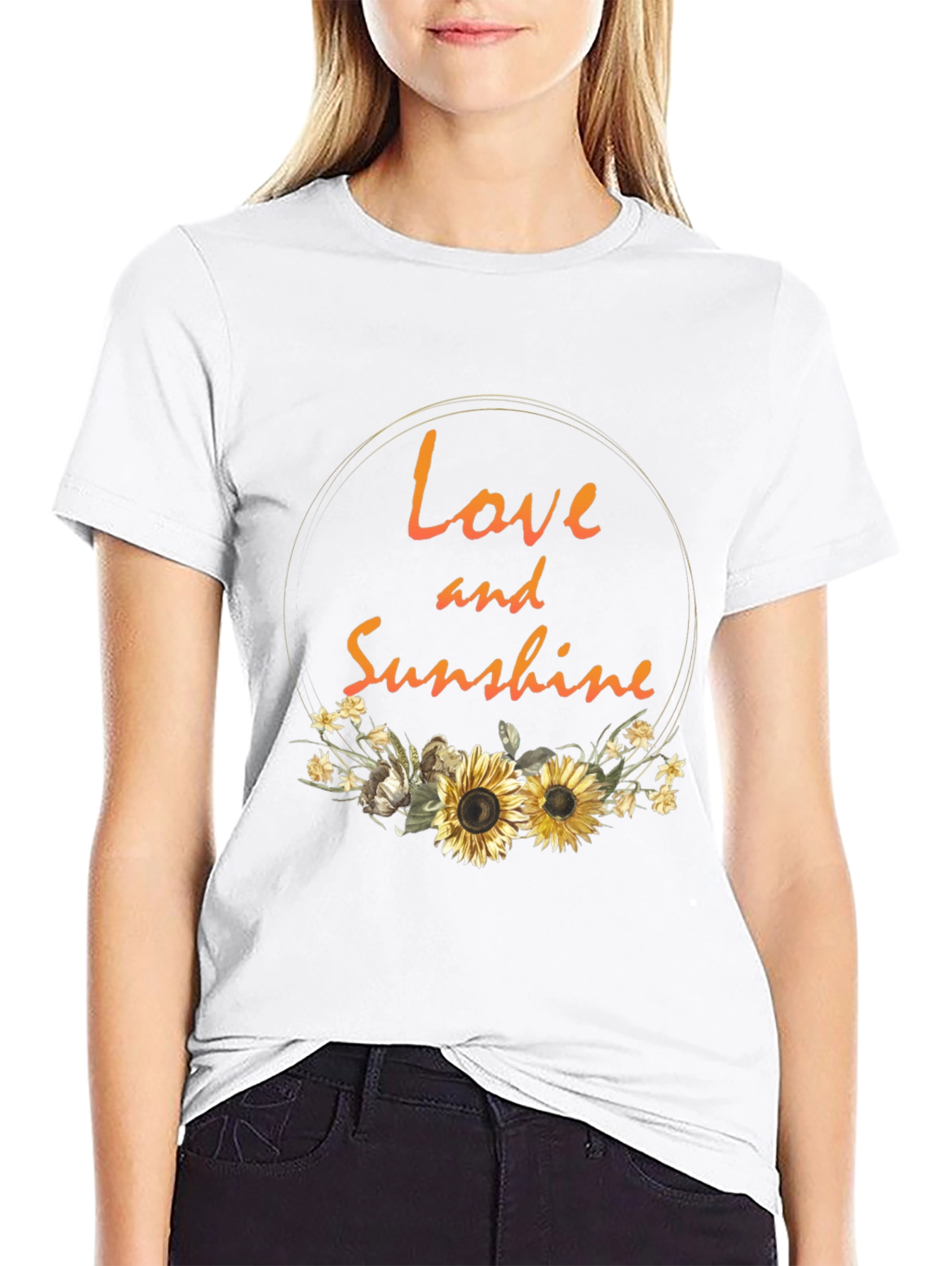Love and Sunshine Graphic Tee - Trendy Sunflower Design