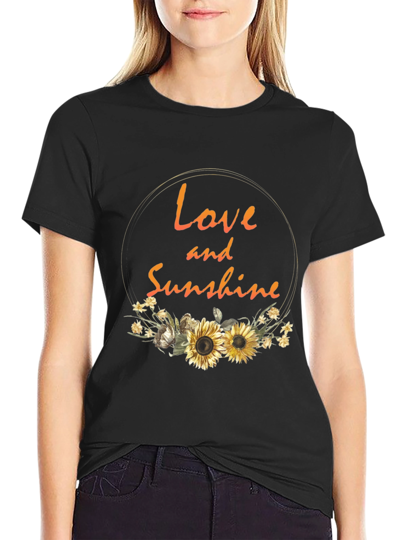 Love and Sunshine Graphic Tee - Trendy Sunflower Design