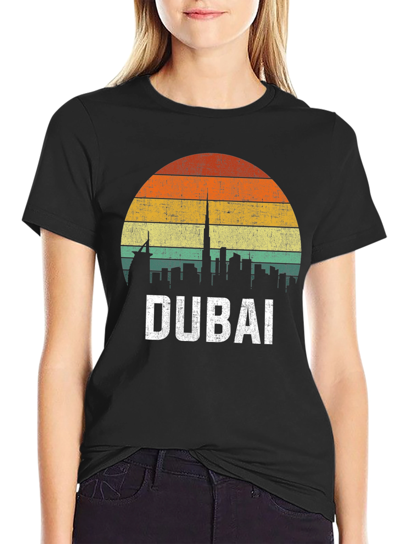 Dubai Sunset T-Shirt Retro City Skyline Tee