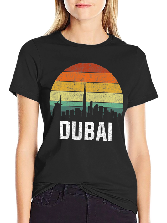 Dubai Sunset T-Shirt Retro City Skyline Tee