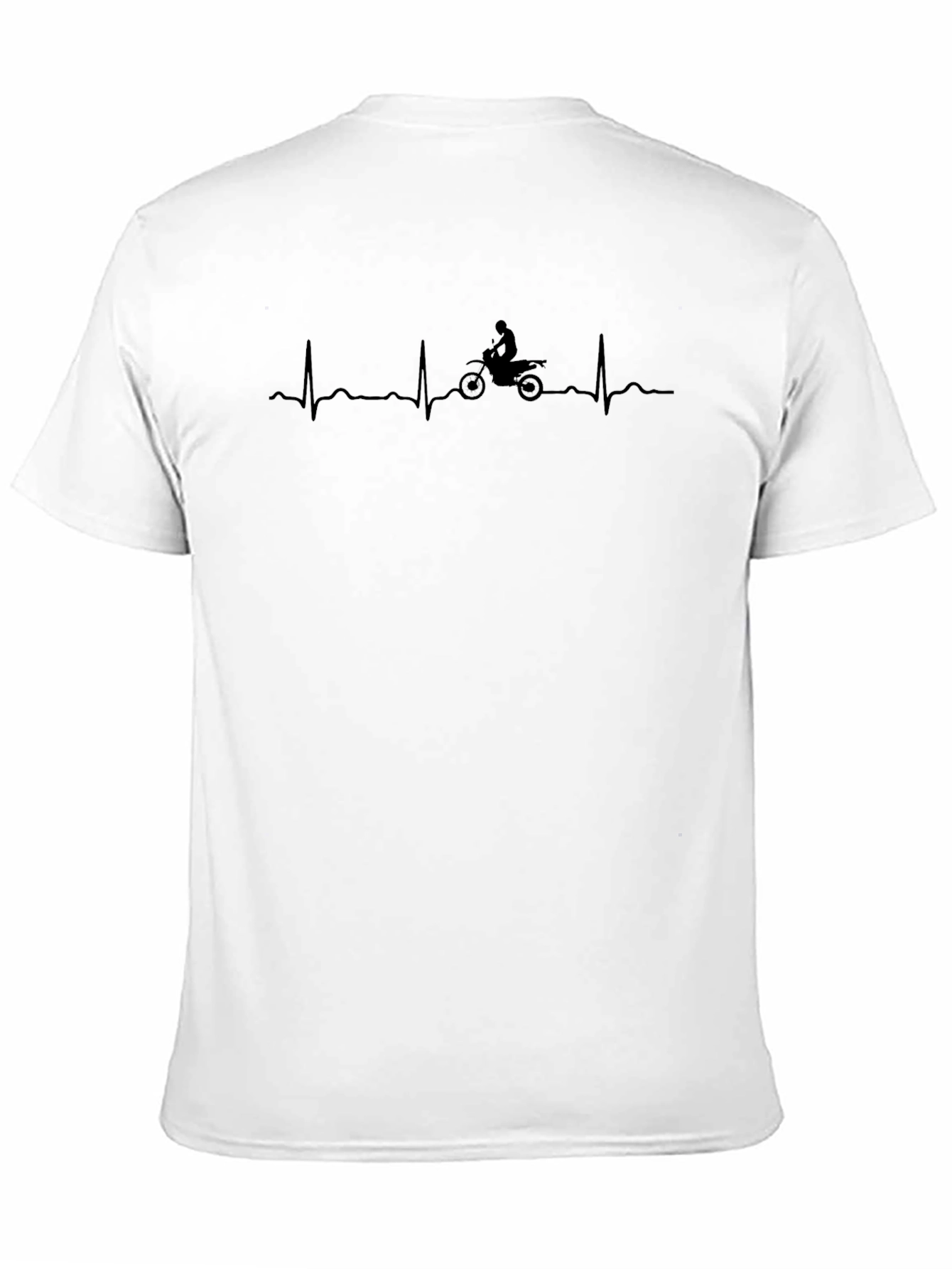 Motorcycle Heartbeat Graphic Tee - Black Cotton T-Shirt