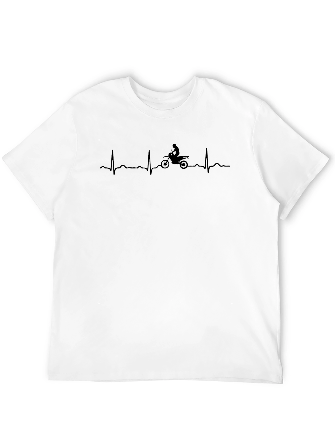 Motorcycle Heartbeat Graphic Tee - Black Cotton T-Shirt