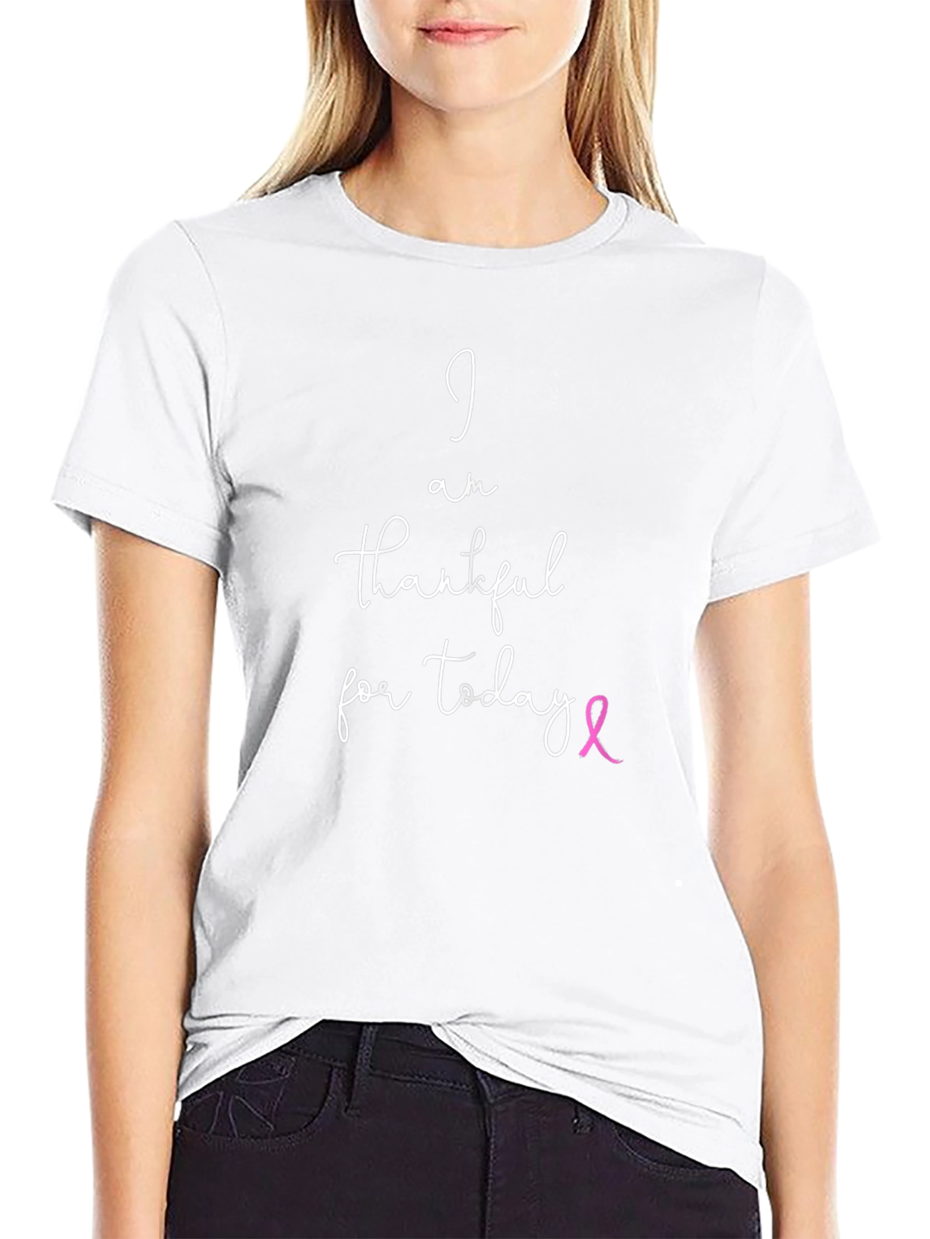 Thankful T-Shirt - Breast Cancer Awareness Ribbon