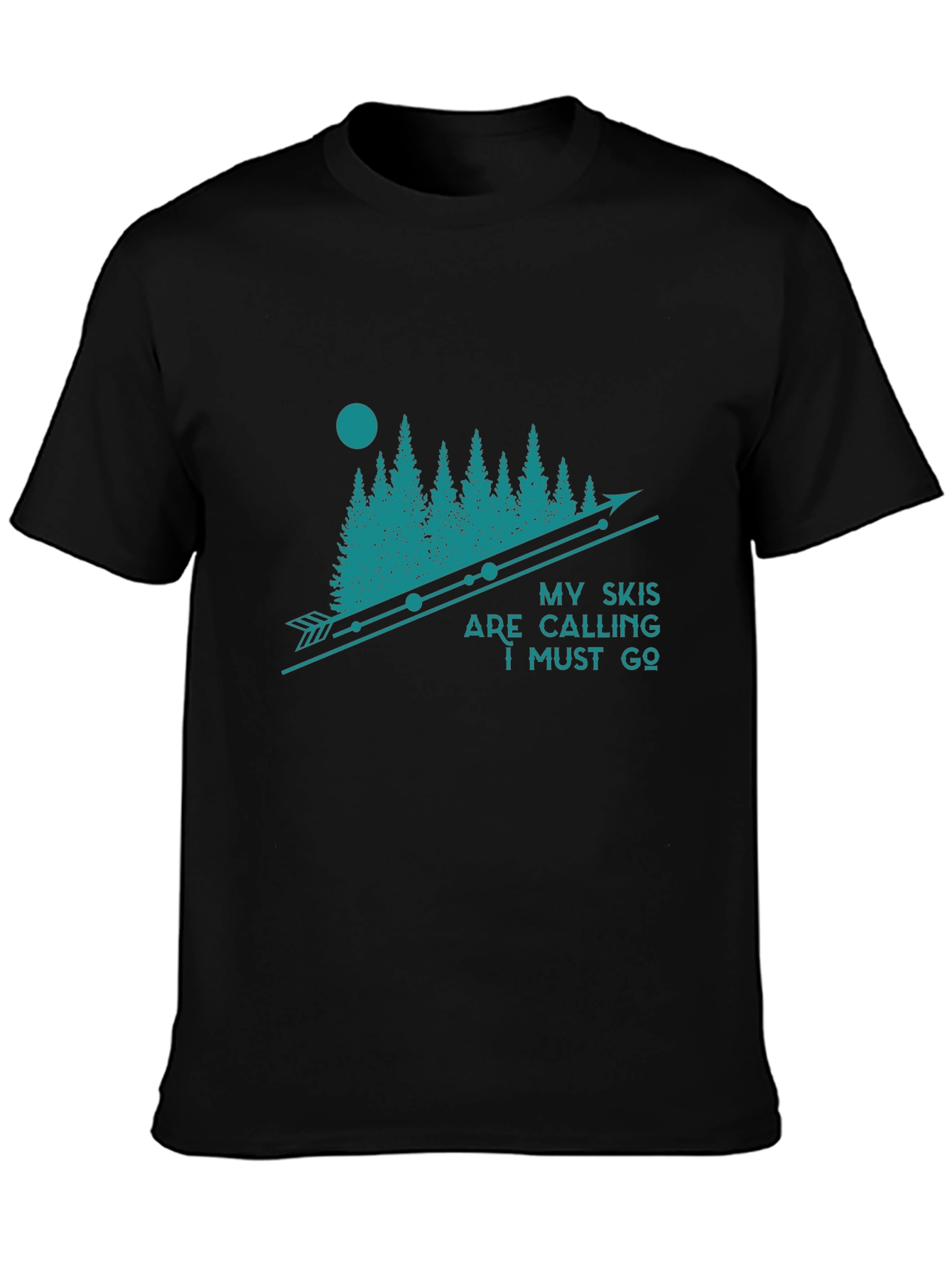My Skis are Calling Black Graphic T-Shirt