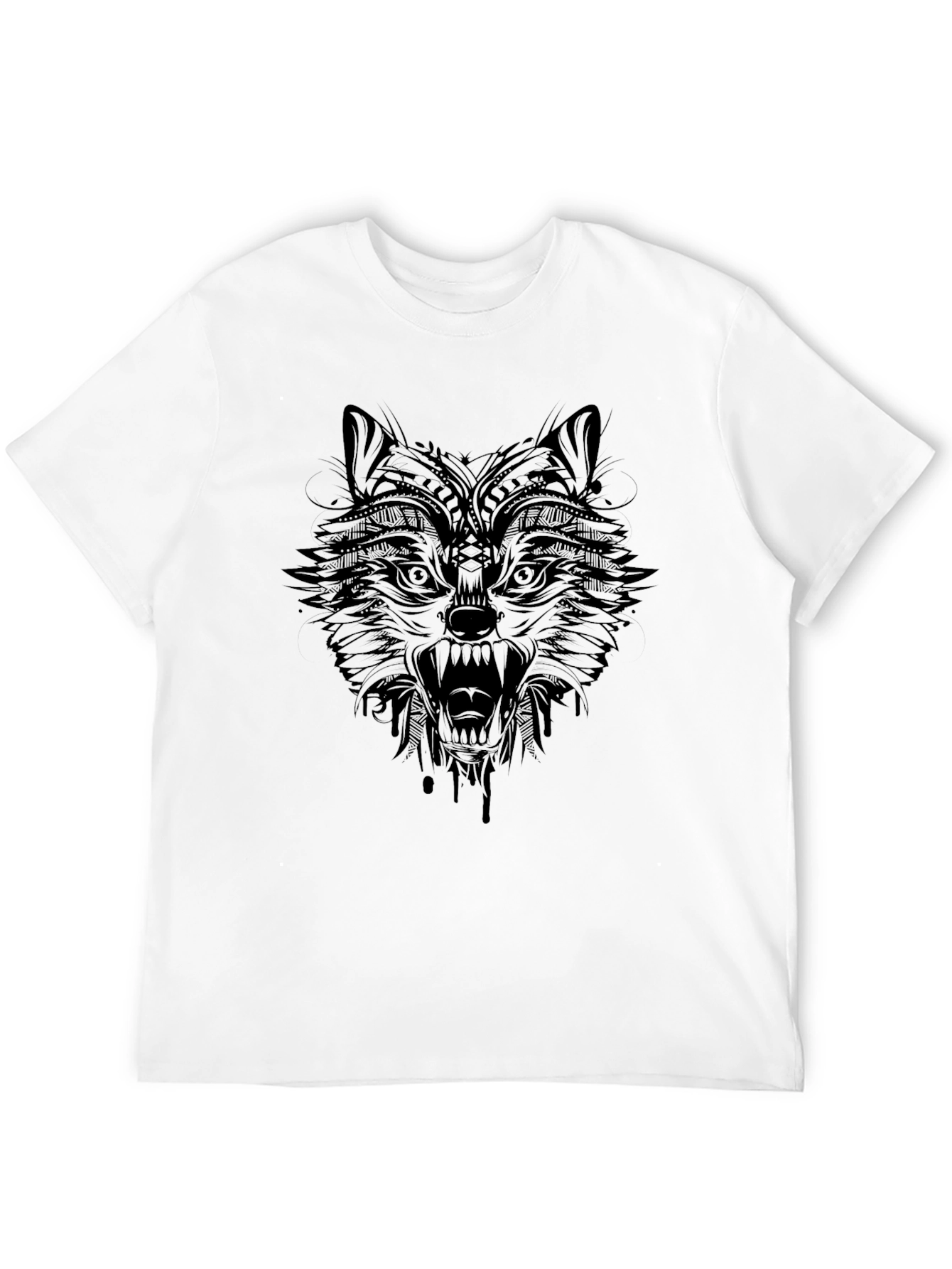 Mens Black Wolf Graphic Tee