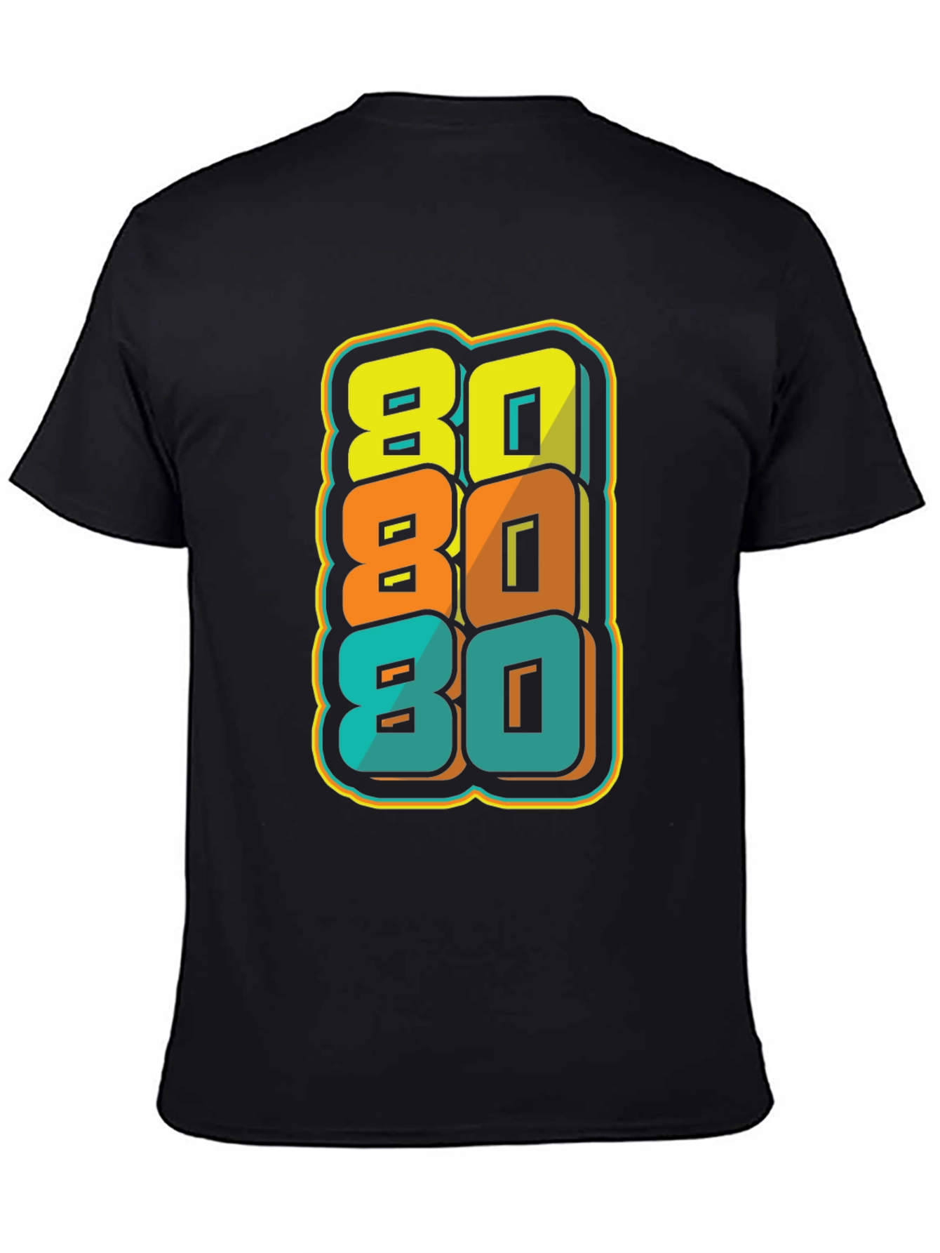 Retro 80s Stacked Graphic Black T-Shirt