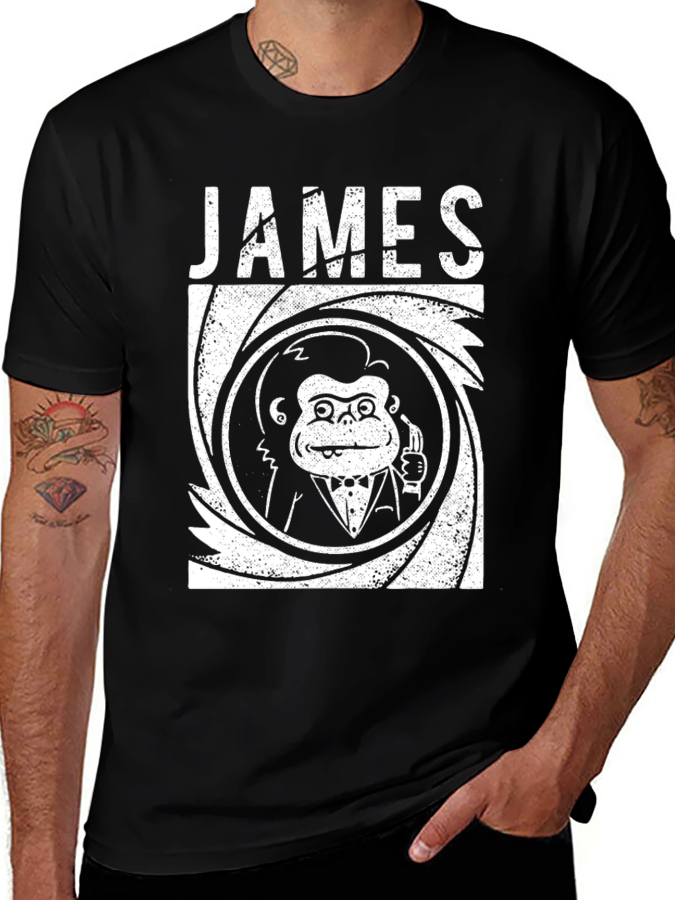 James Bond Monkey T-Shirt - Black