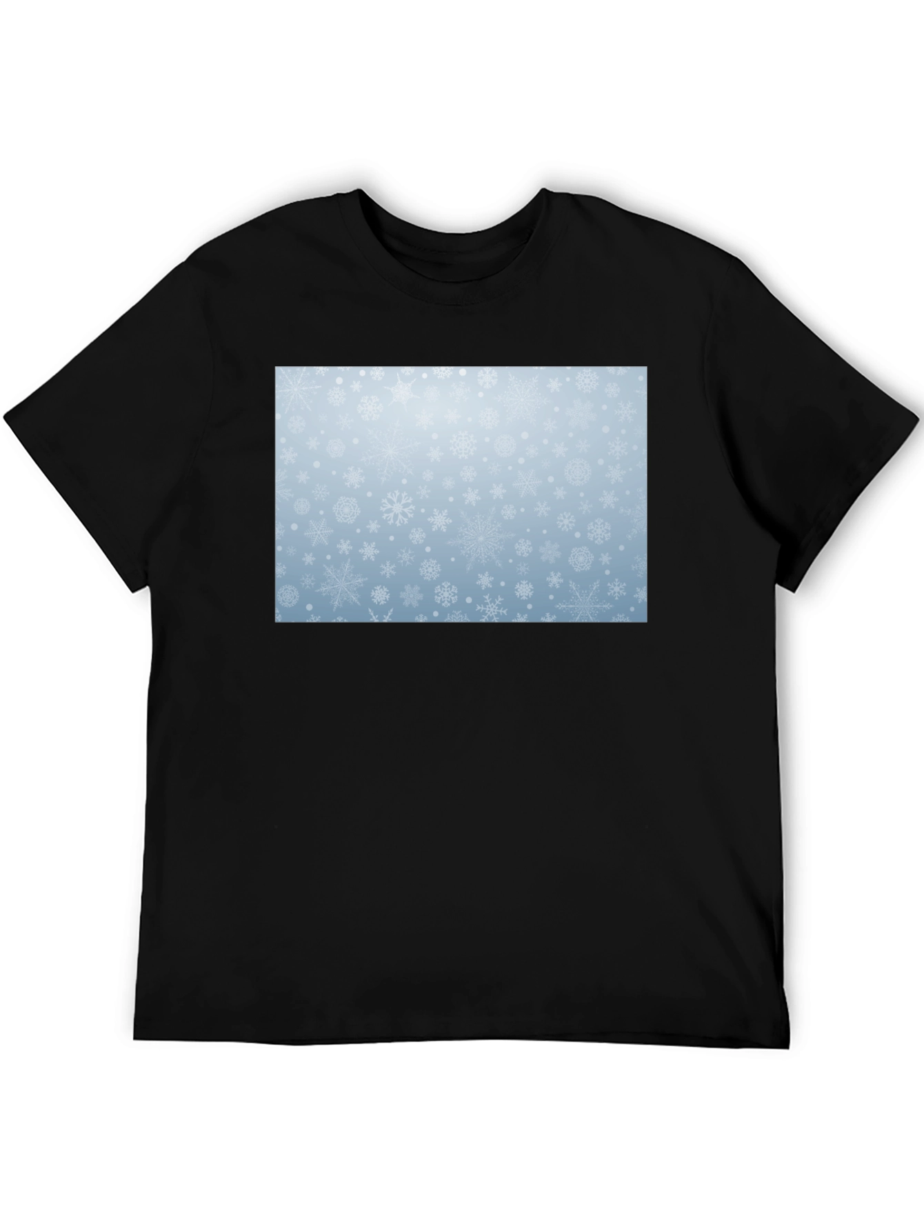 Snowflake Pattern Black T-Shirt