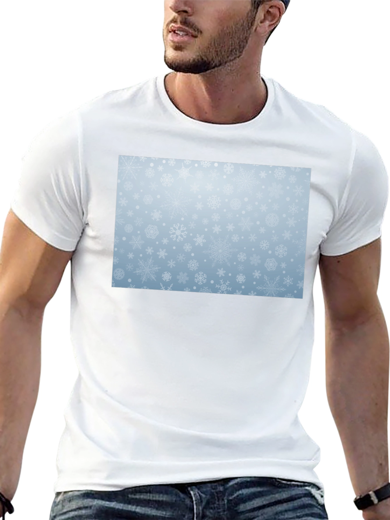 Snowflake Pattern Black T-Shirt
