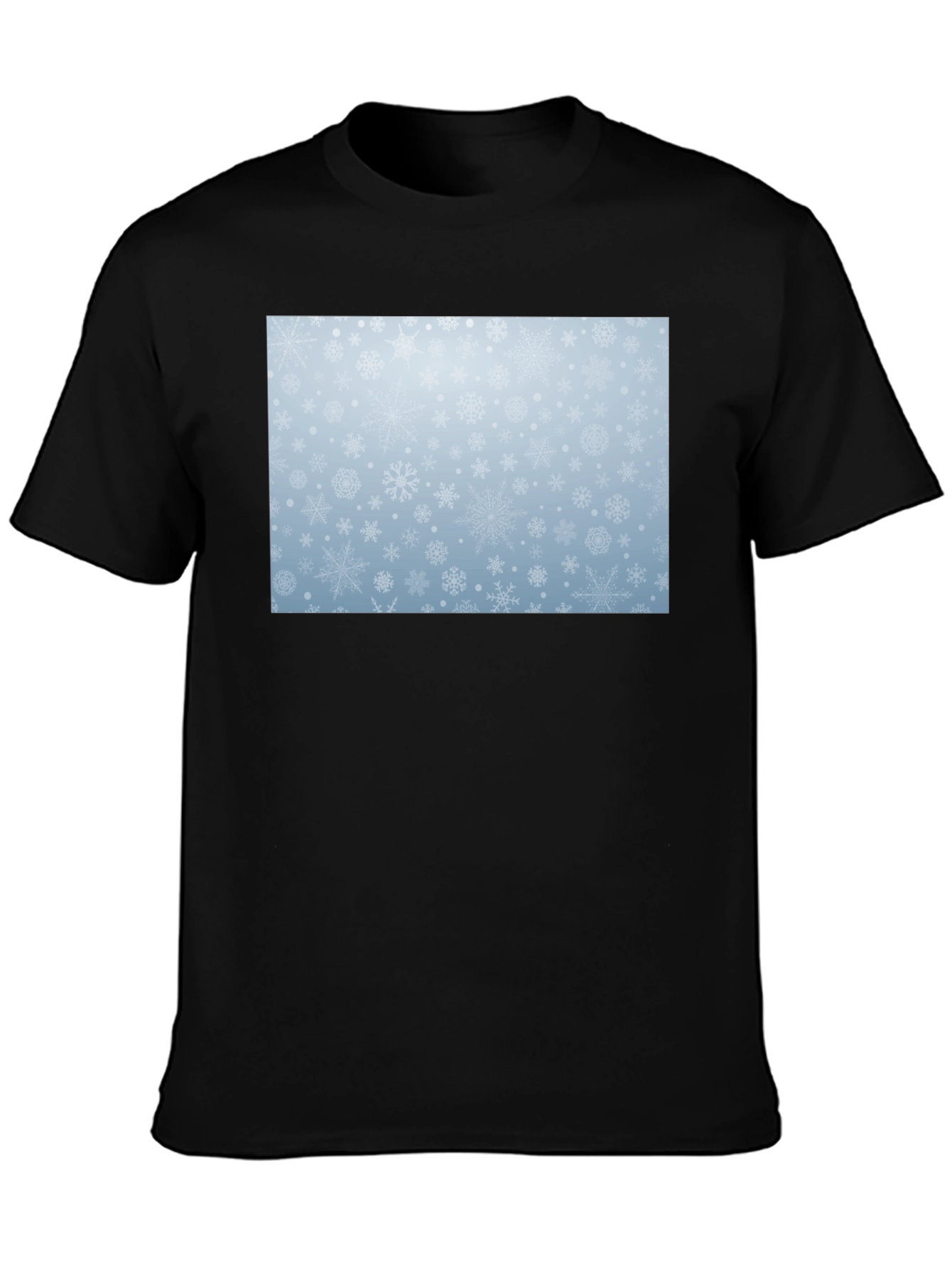 Snowflake Pattern Black T-Shirt