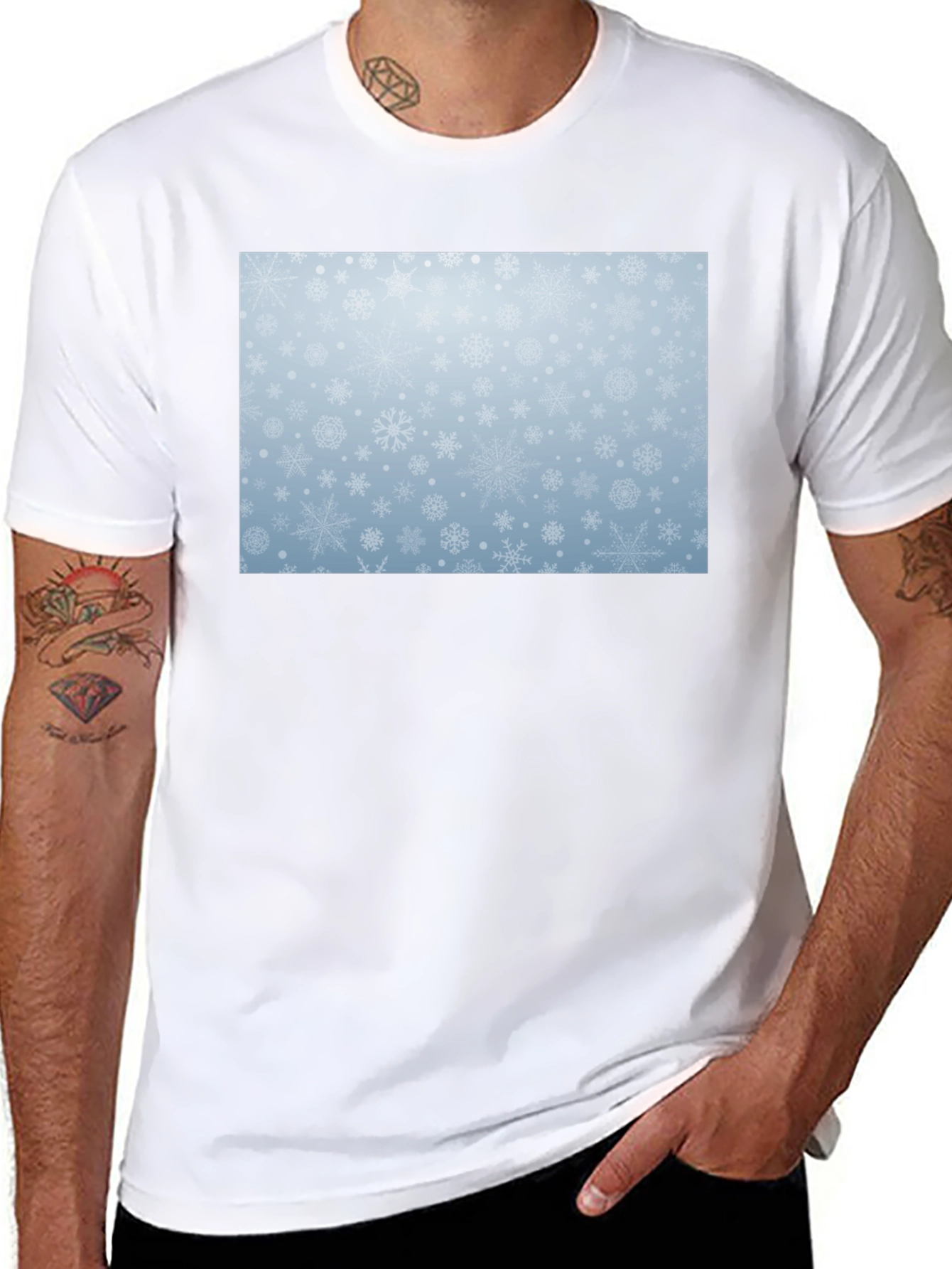 Snowflake Pattern Black T-Shirt