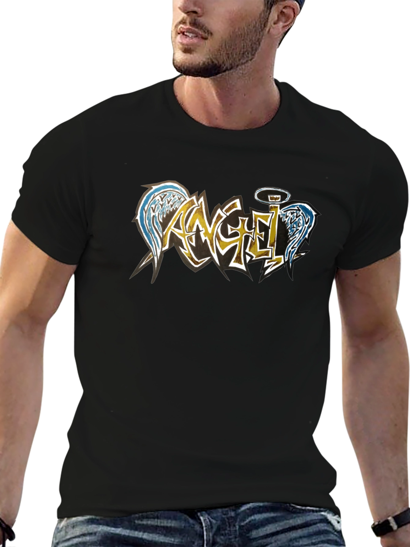 Angel Wings Graphic Tee - Mens Black T-Shirt