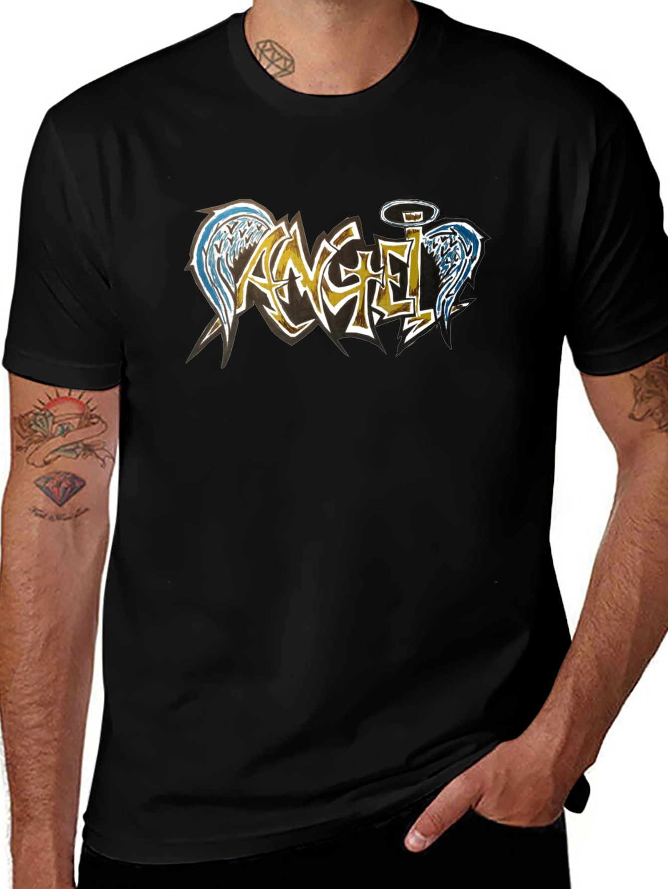 Angel Wings Graphic Tee - Mens Black T-Shirt
