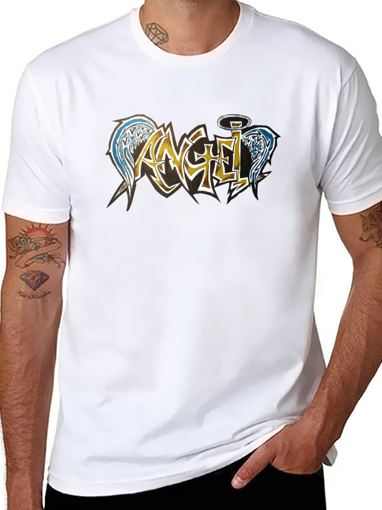 Angel Wings Graphic Tee - Mens Black T-Shirt