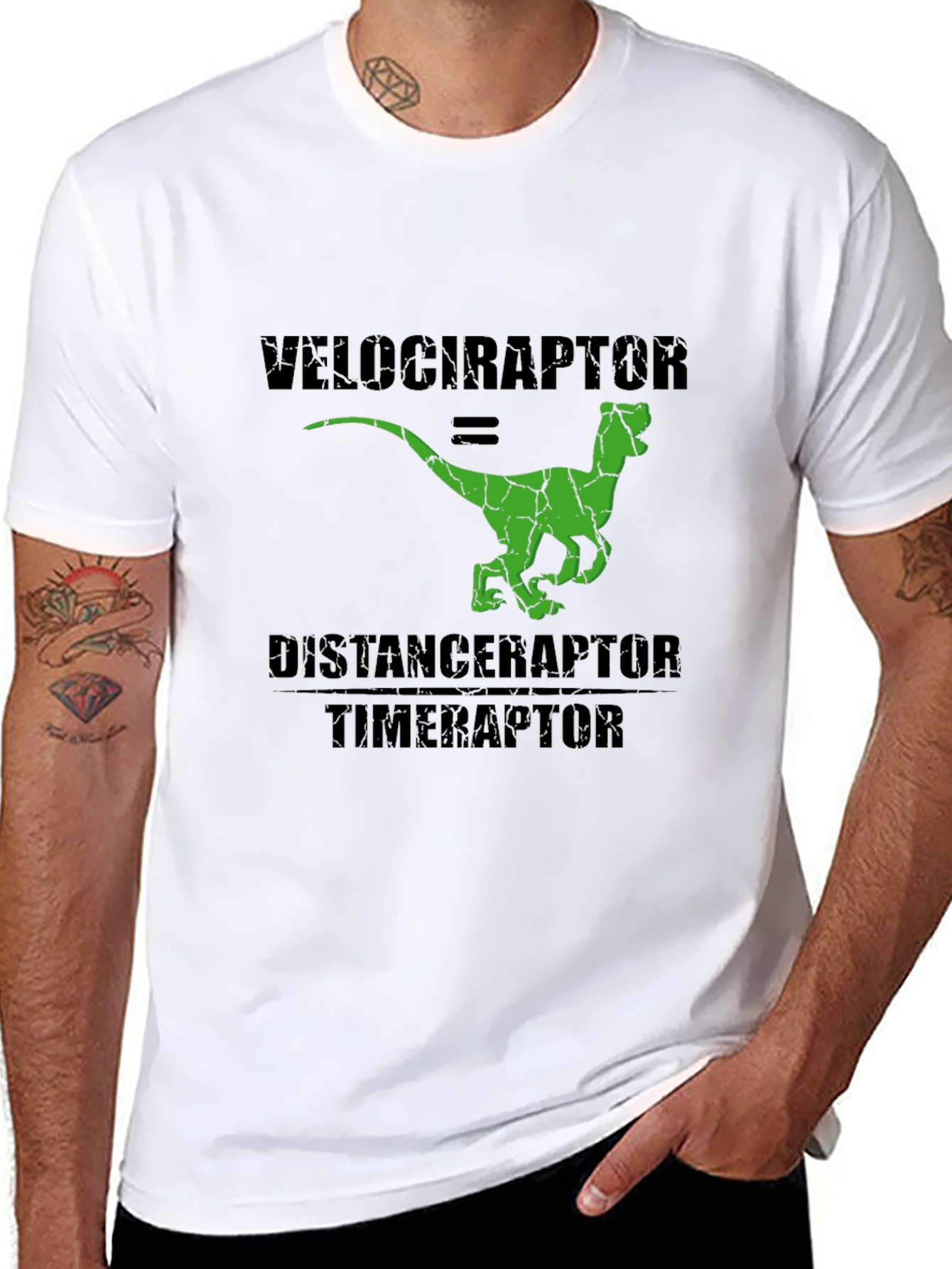 Velociraptor Time Distance Funny Graphic T-Shirt