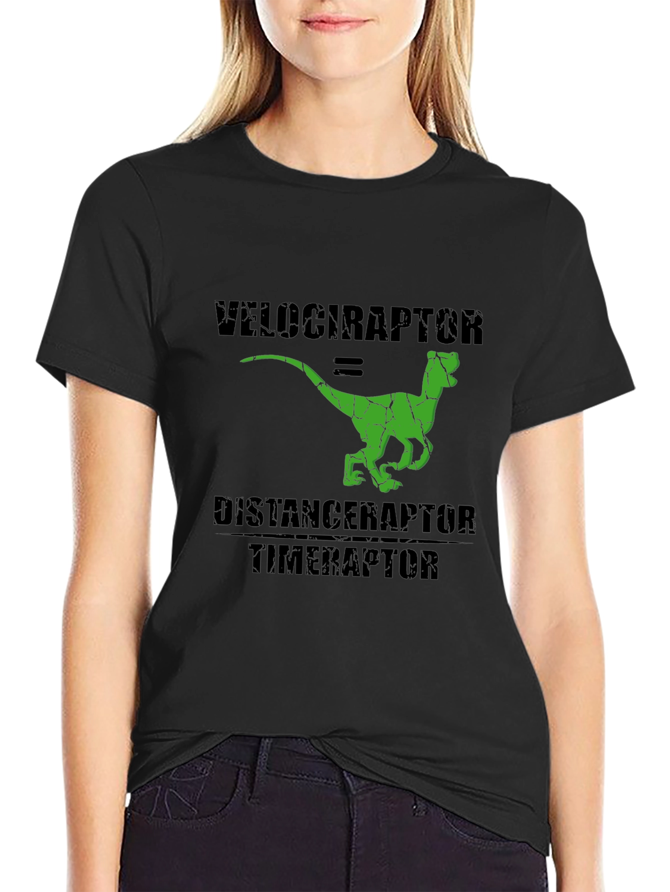 Velociraptor Time Distance Funny Graphic T-Shirt