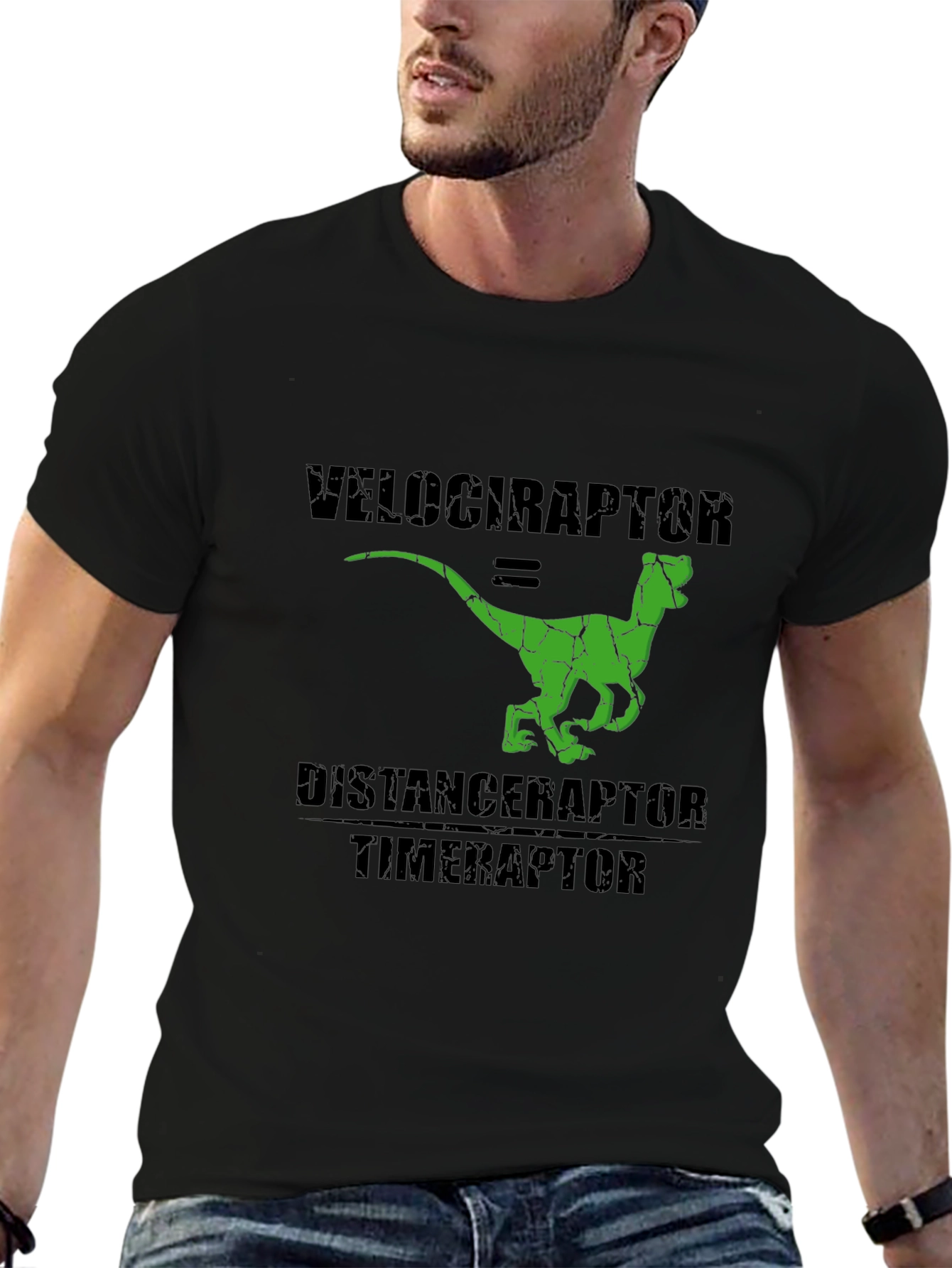 Velociraptor Time Distance Funny Graphic T-Shirt