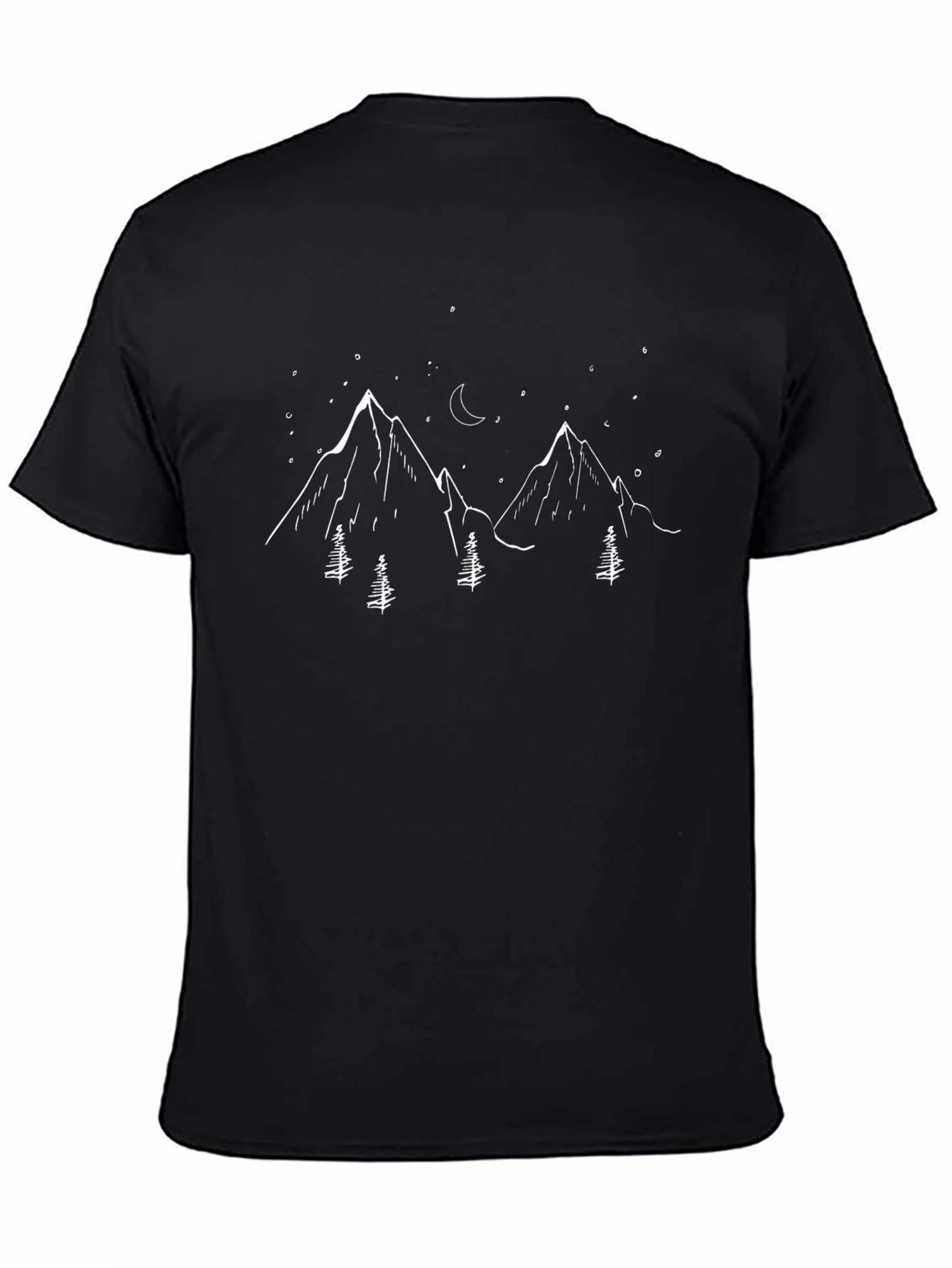 Mountain Peaks Graphic Tee - Black Cotton T-Shirt