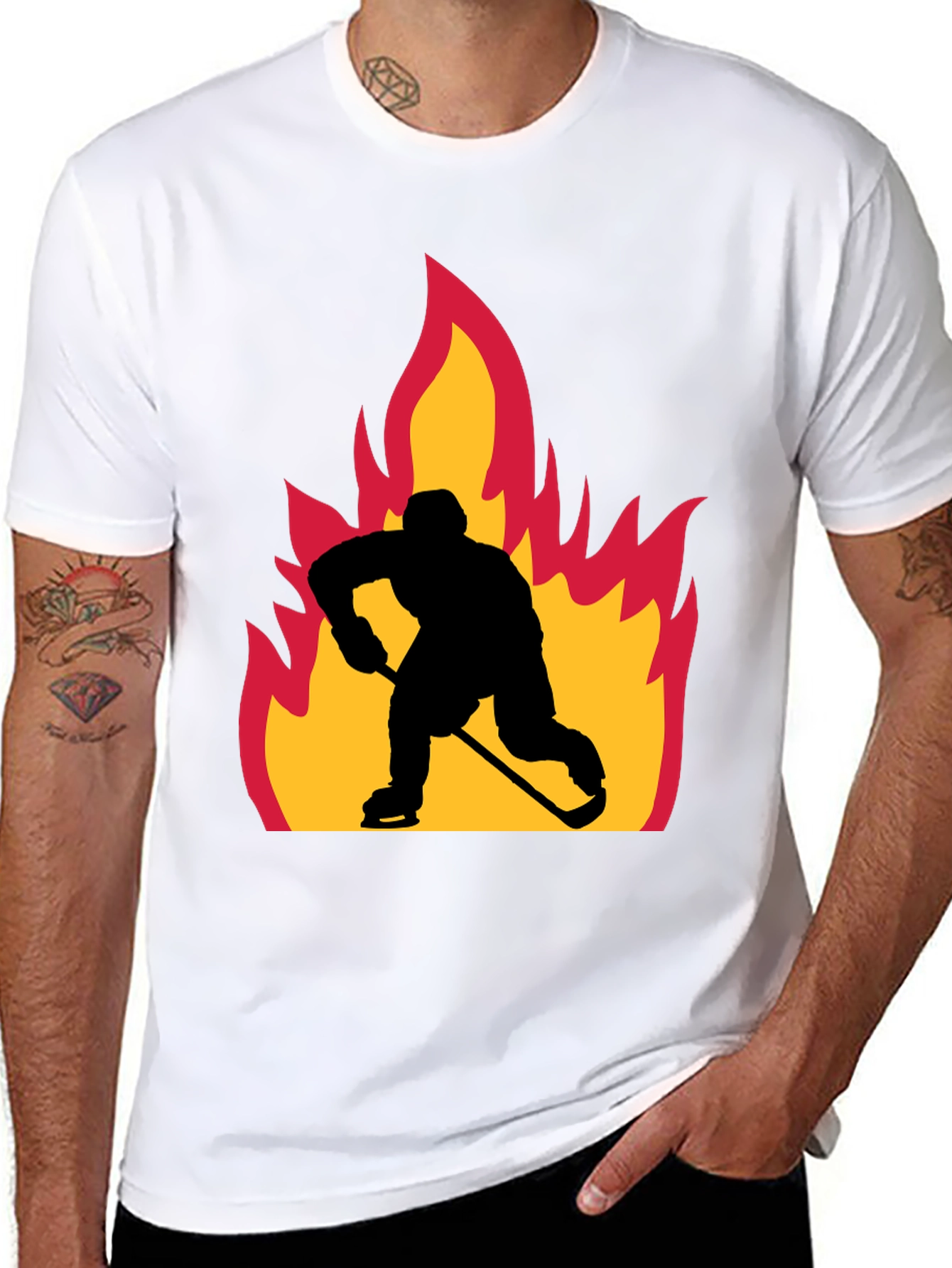 Hockey Player on Fire Graphic Tee