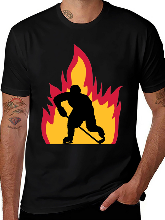 Hockey Player on Fire Graphic Tee