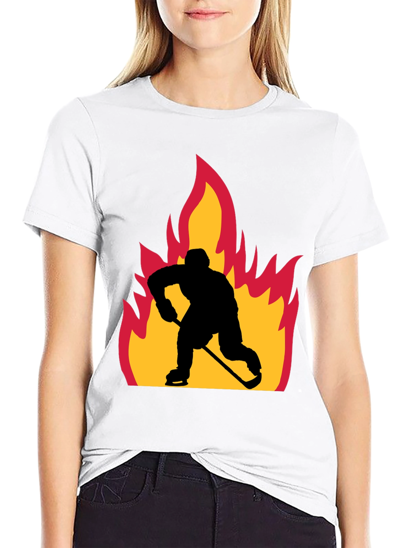 Hockey Player on Fire Graphic Tee