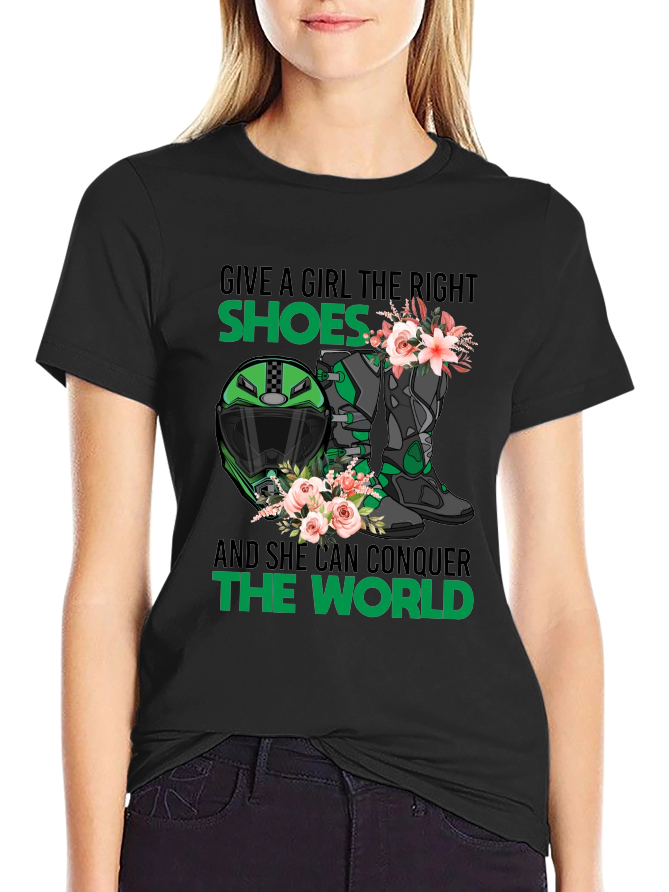 Girls Motorcycle T-Shirt: Conquer the World
