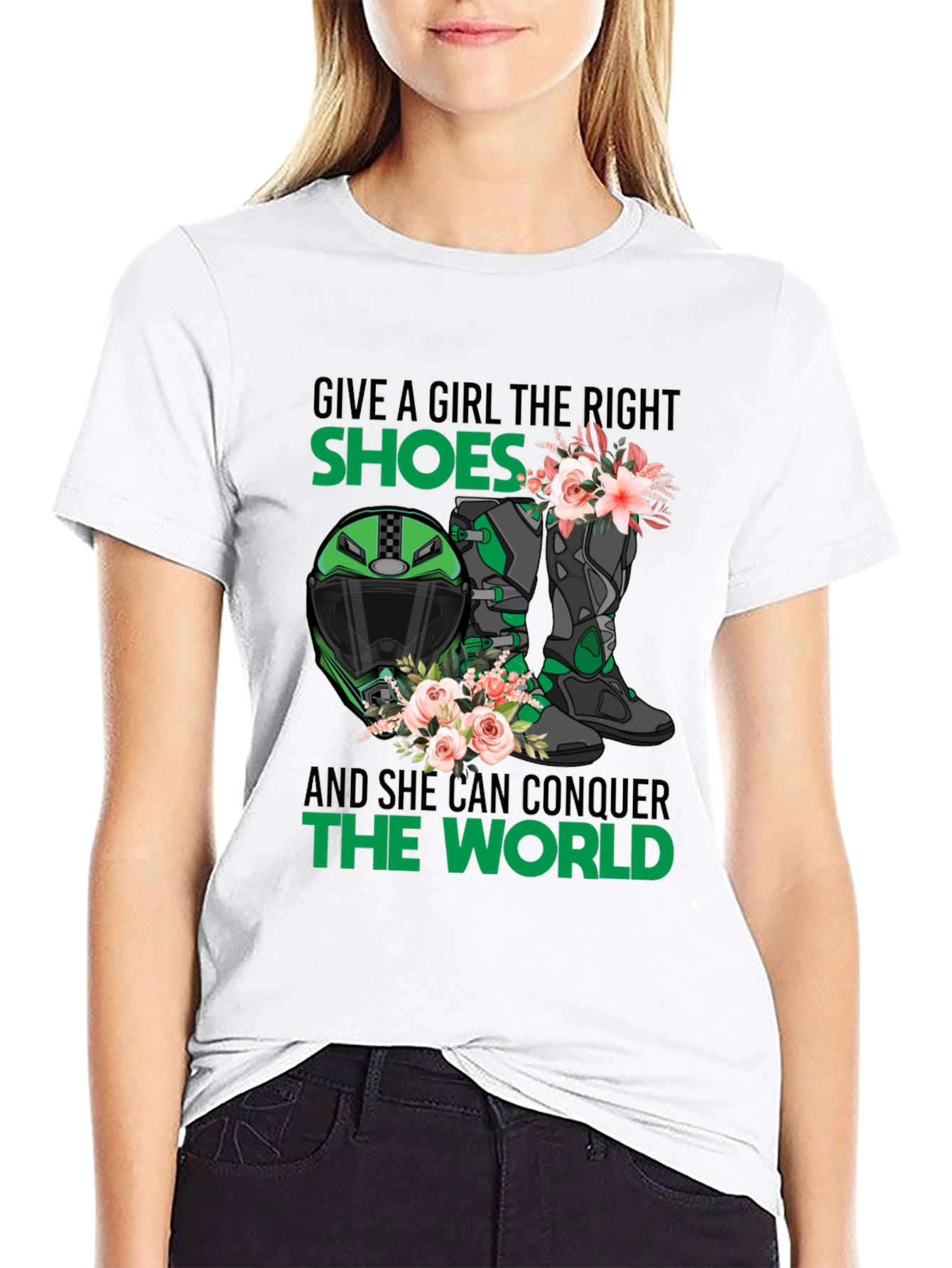 Girls Motorcycle T-Shirt: Conquer the World