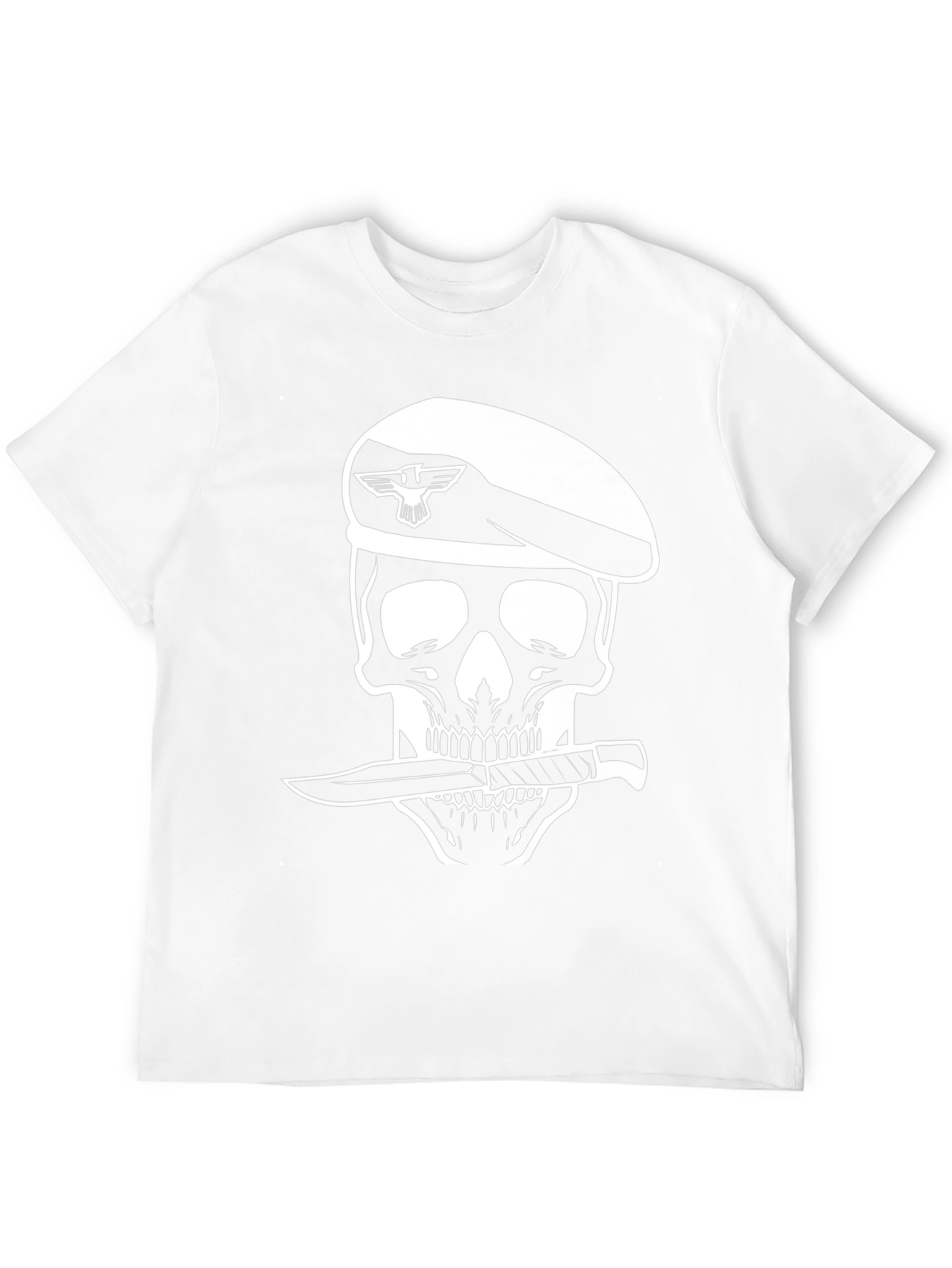 Skull Beret Knife T-Shirt - Edgy Graphic Tee