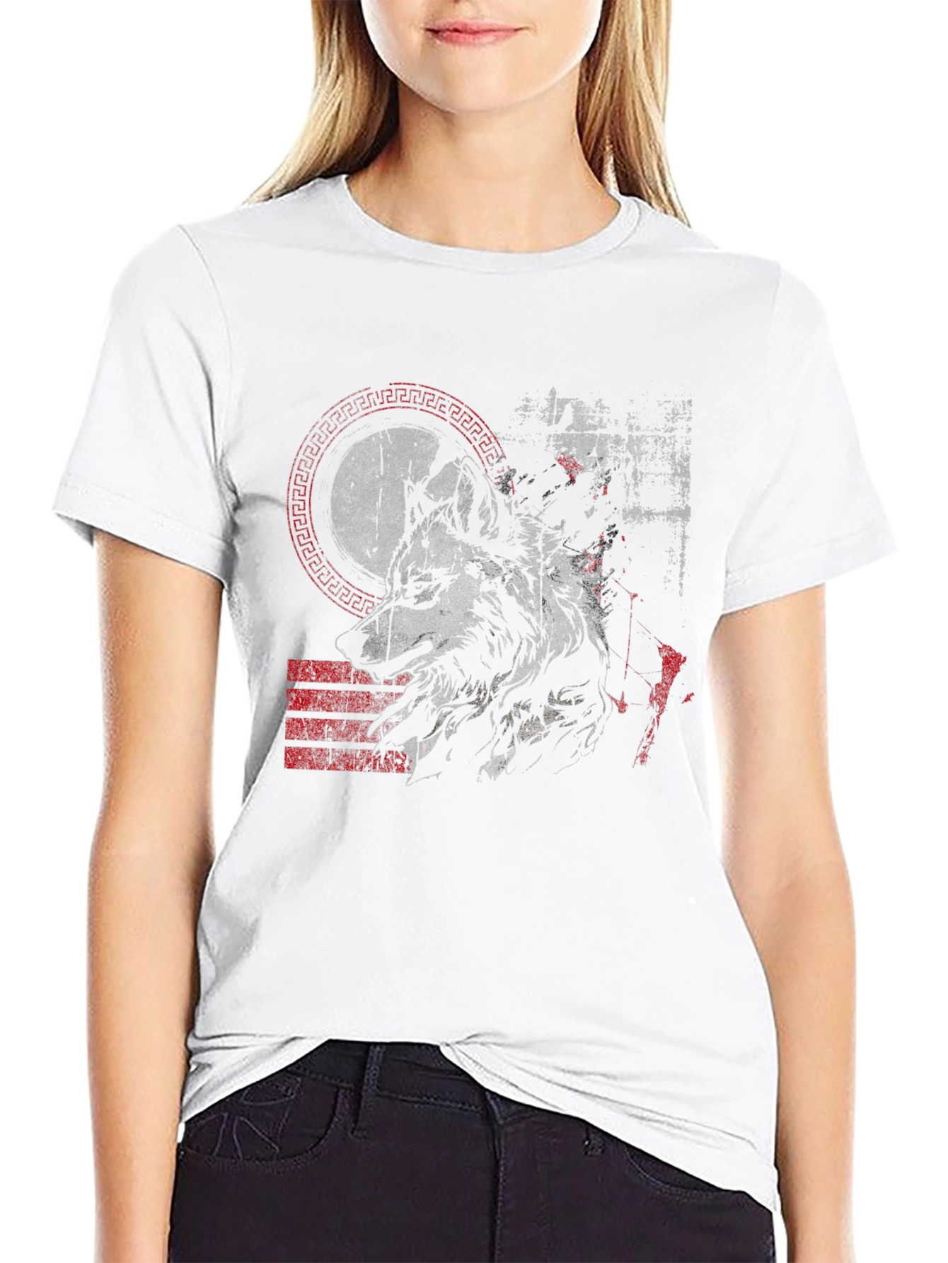 Wolf Graphic Print Mens Black T-Shirt