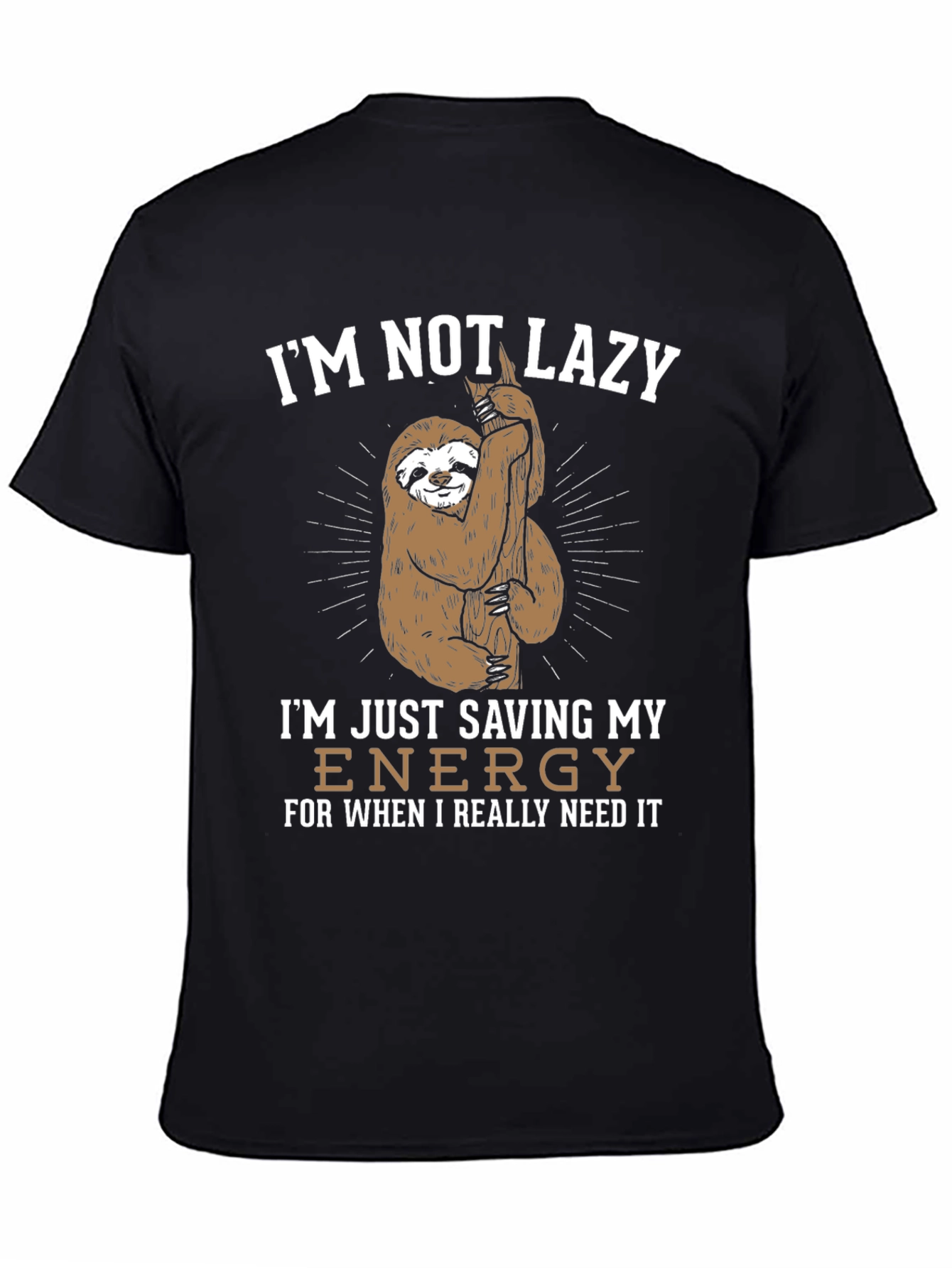 Funny Sloth Saving Energy Graphic T-Shirt