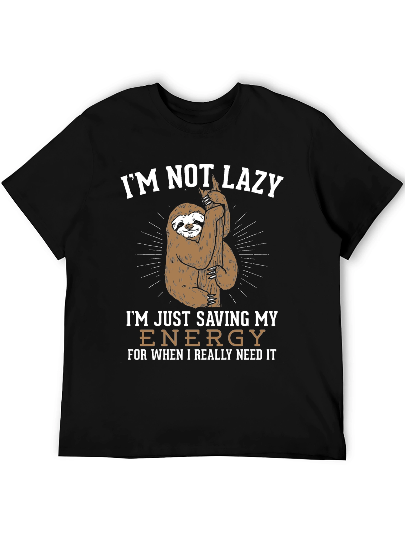 Funny Sloth Saving Energy Graphic T-Shirt