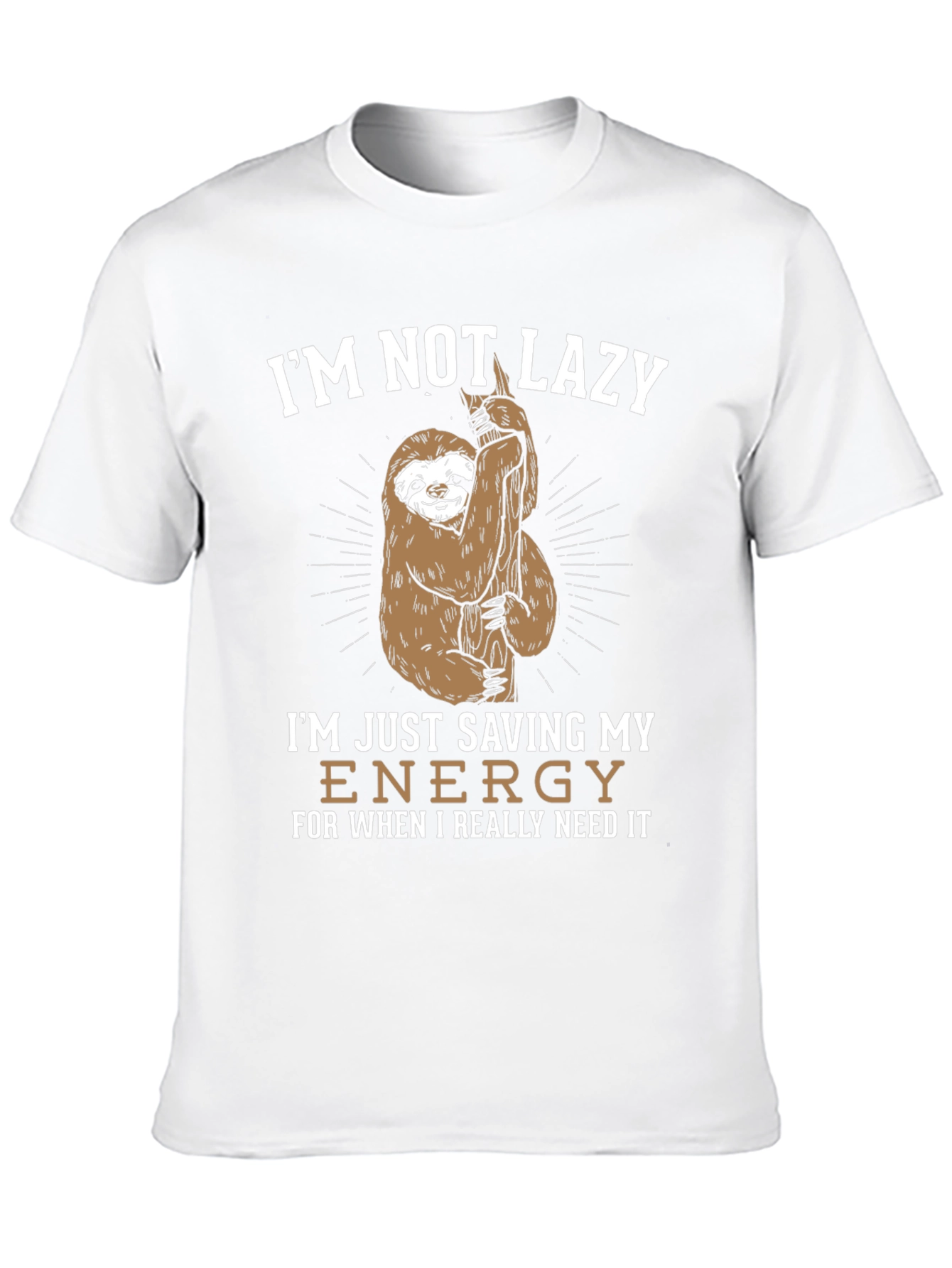 Funny Sloth Saving Energy Graphic T-Shirt